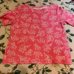 Charter Club Pink and White Coral Print Top